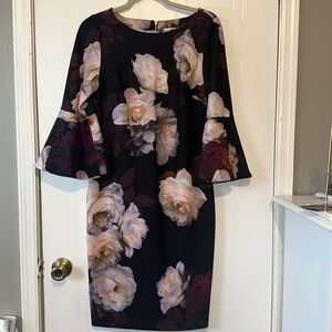 Calvin Klein bell sleeve floral dress